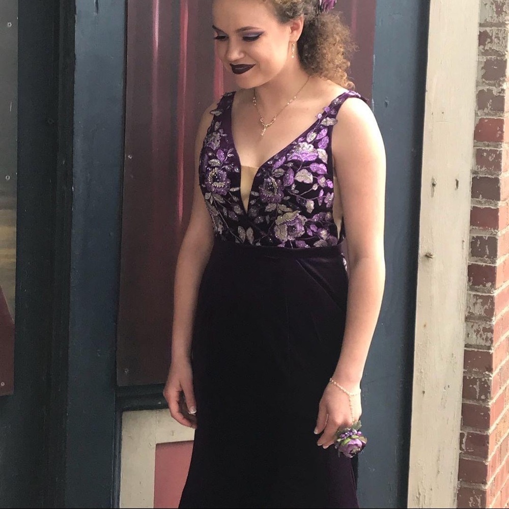 Purple Velvet Prom Dress